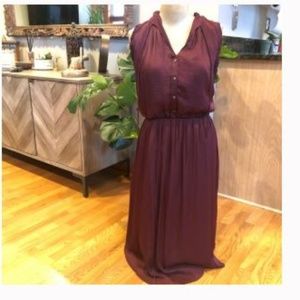 Abercrombie & Fitch Burgundy Satin Midi Dress Tall